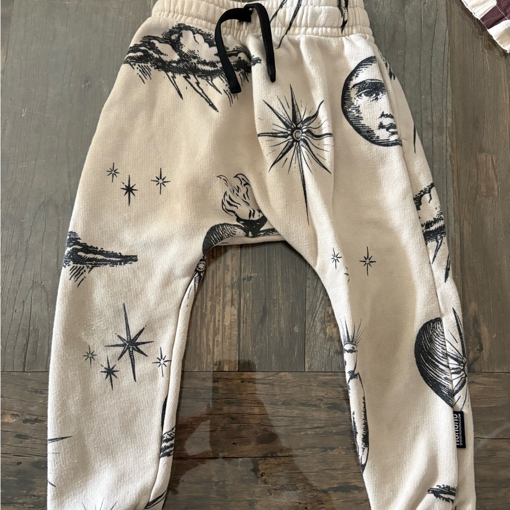 nununu Cream and Black Celestial Print Joggers